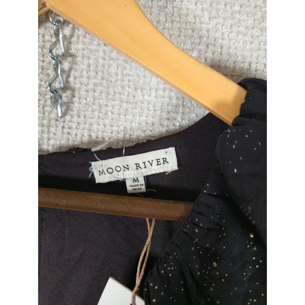 Moon River Black Midi Dress with Gold Speckle - Picture 12 of 14